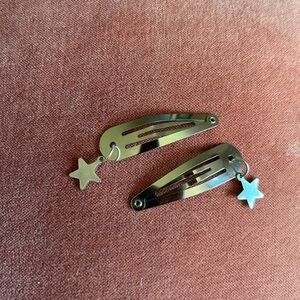 Star Charm Silver Hair Clips